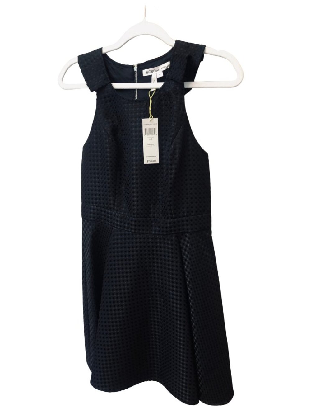BCBGGeneration Black Sleeveless Textured Fit & Flare Dress (Size 8, NWT)